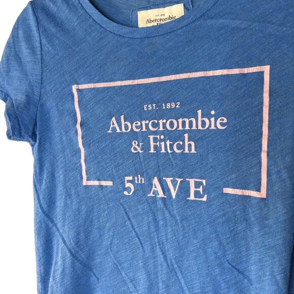 Abercrombie & Fitch Blue Short Sleeve Logo T-Shirt Y2K Basic Tee - Picture 3 of 5